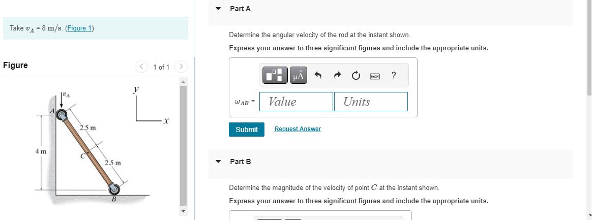 Solved Part A Take vA=8 m/s. (Figure 1) Figure Determine the | Chegg.com