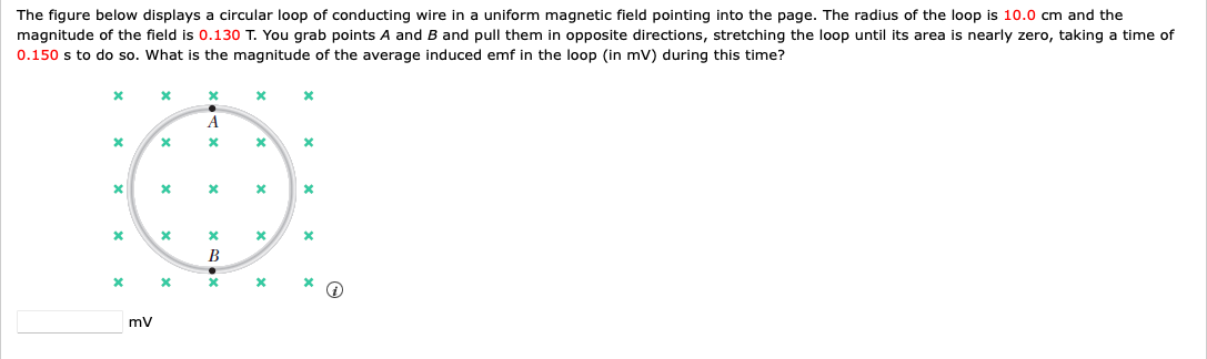 Solved The figure below displays a circular loop of | Chegg.com