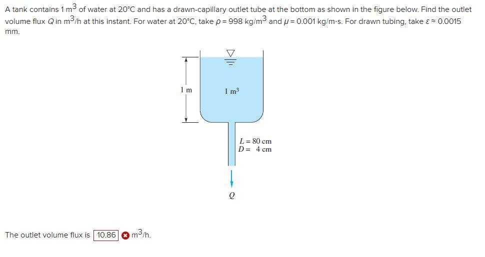Solved A tank contains 1 m3 of water at 20∘C and has a | Chegg.com
