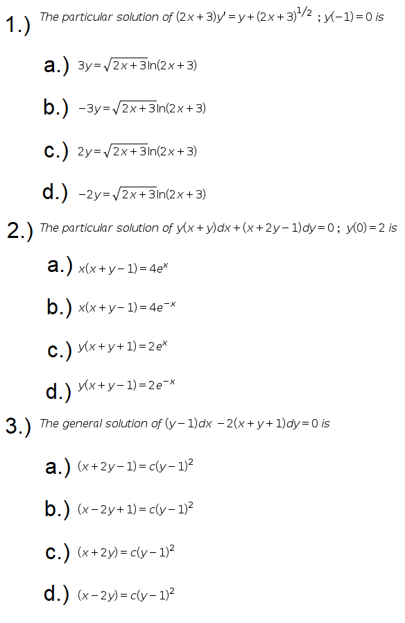 Solved The particular solution of (2x+3)y'=y+ (2x+3)1/2; | Chegg.com