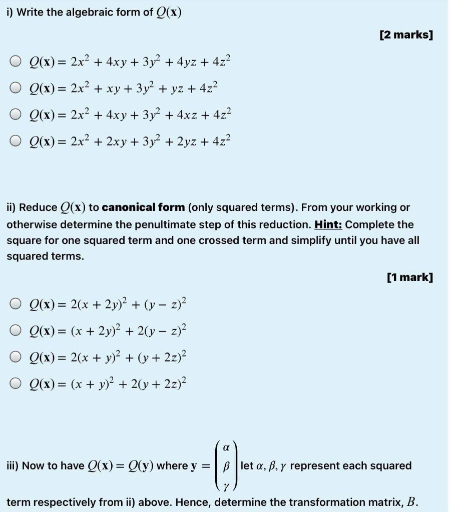 Given A Symmetric Matrix A 2 3 2 And An Orthogonal Chegg Com