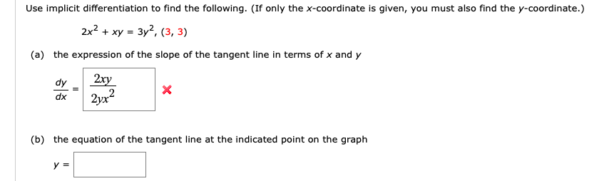 Solved Use implicit differentiation to find the following. | Chegg.com