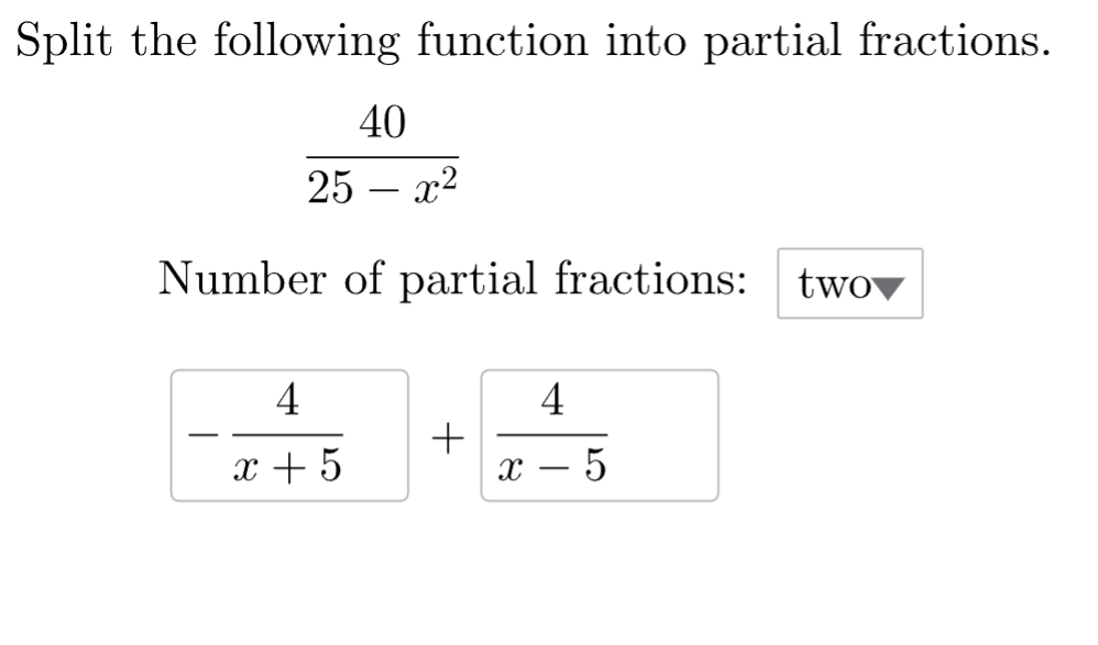 Solved Split the following function into partial | Chegg.com