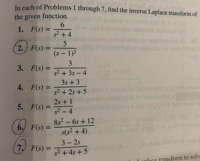 Solved In each of Problems 1 through 7, find the inverse | Chegg.com
