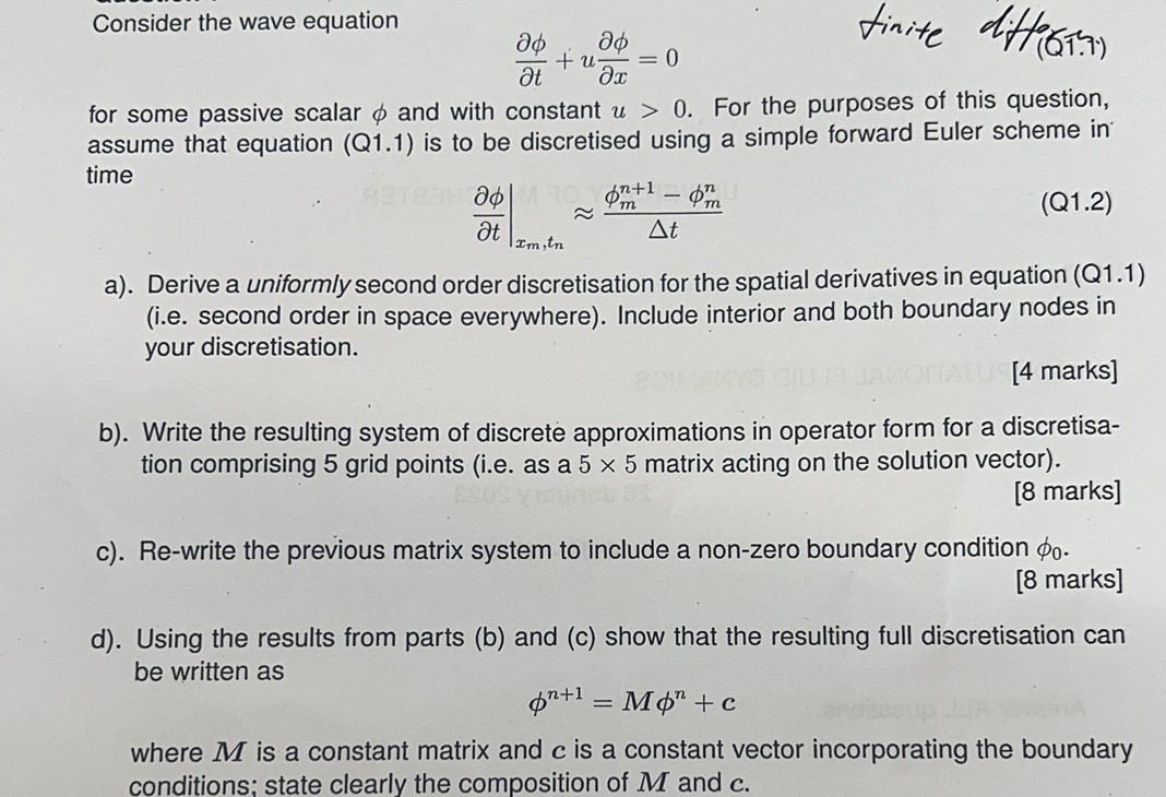 Solved Consider the wave equation ∂t∂ϕ+u∂x∂ϕ=0 tinite | Chegg.com