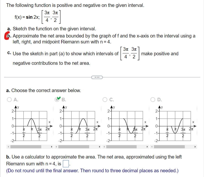 Solved The following function is positive and negative on | Chegg.com