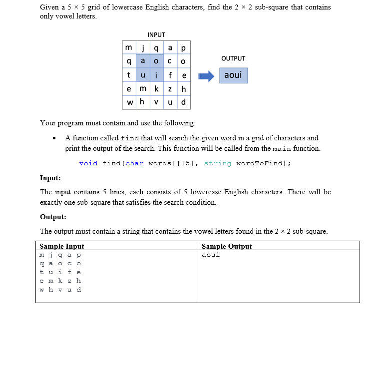given a 5 x 5 grid of lowercase english characters chegg com