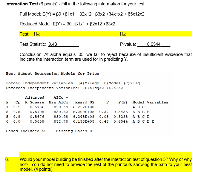 Solved Interaction Test (6 points) - Fill in the following | Chegg.com