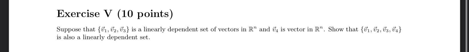 Solved Exercise V (10 points) Suppose that {v1,v2,v3} is a | Chegg.com