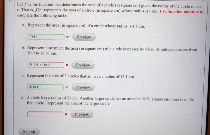 Solved Let F Be The Function That Determines The Area Of A Chegg