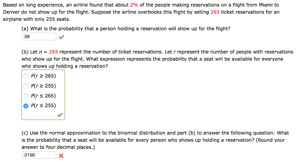 Solved Based On Long Experience, An Airline Found That About | Chegg.com