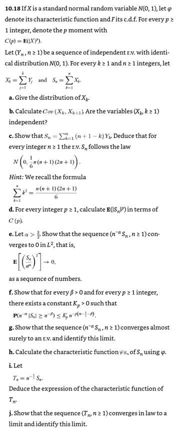 10 18 If X Is A Standard Normal Random Variable N Chegg Com