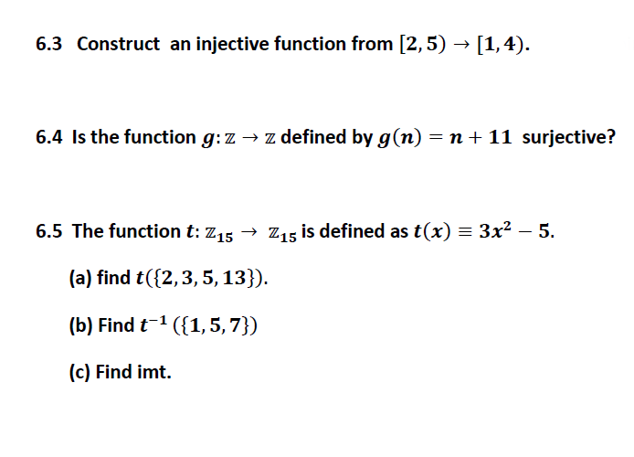 Solved 6 3 Construct An Injective Function From 2 5 Chegg Com