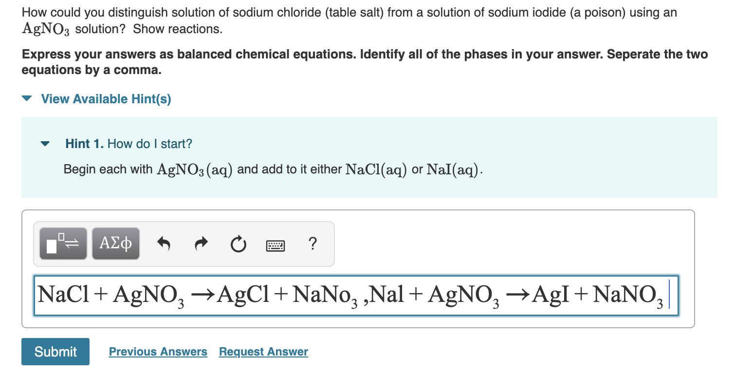 Solved How could you distinguish solution of sodium chloride