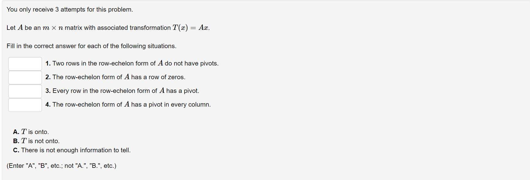 Solved You only receive 3 attempts for this problem. Let A | Chegg.com