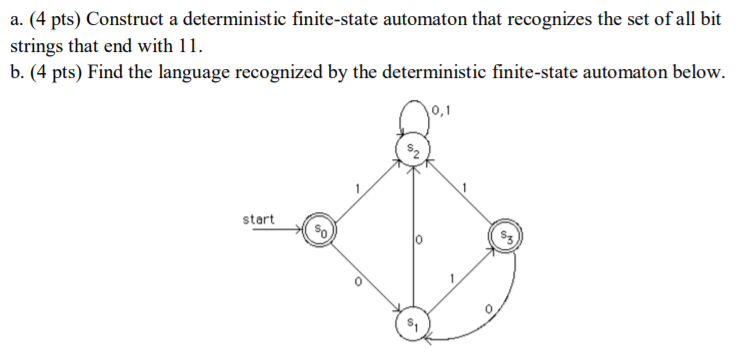 Solved A. (4 Pts) Construct A Deterministic Finite-state | Chegg.com