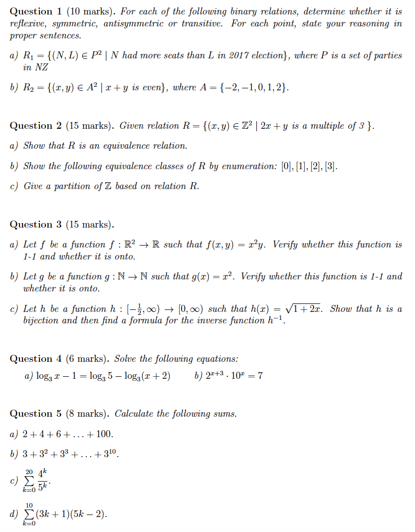 Question 1 10 Marks For Each Of The Following Chegg Com