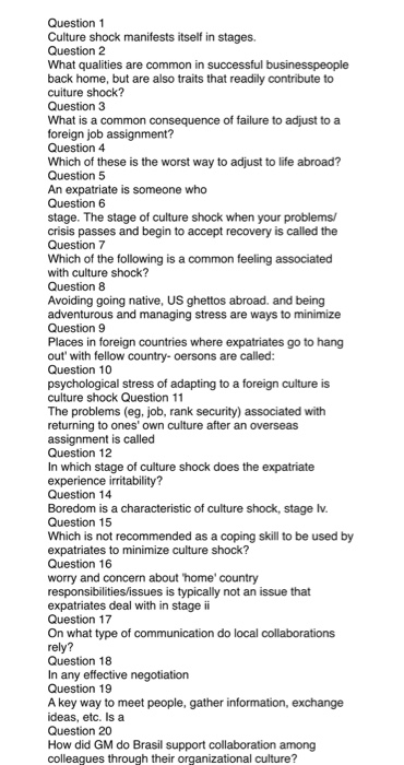 research questions about culture shock