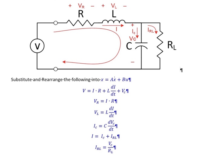 Solved Derive The State Space Equation For The Rlc Circuit Chegg Com