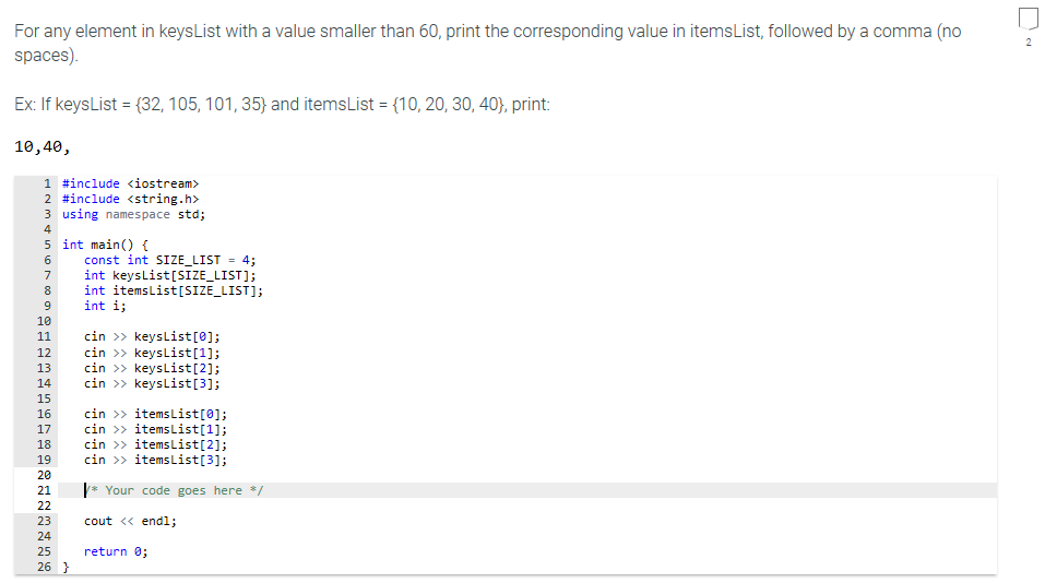 Solved For any element in keysList with a value smaller than | Chegg.com