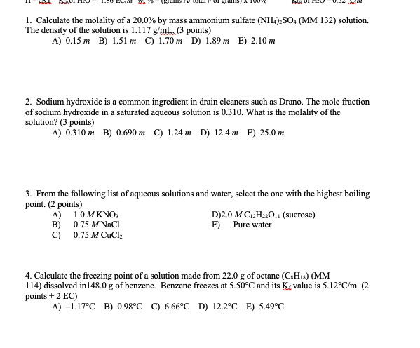 Solved 1 Water And Ethanol Can For H Bonds When These T Chegg Com