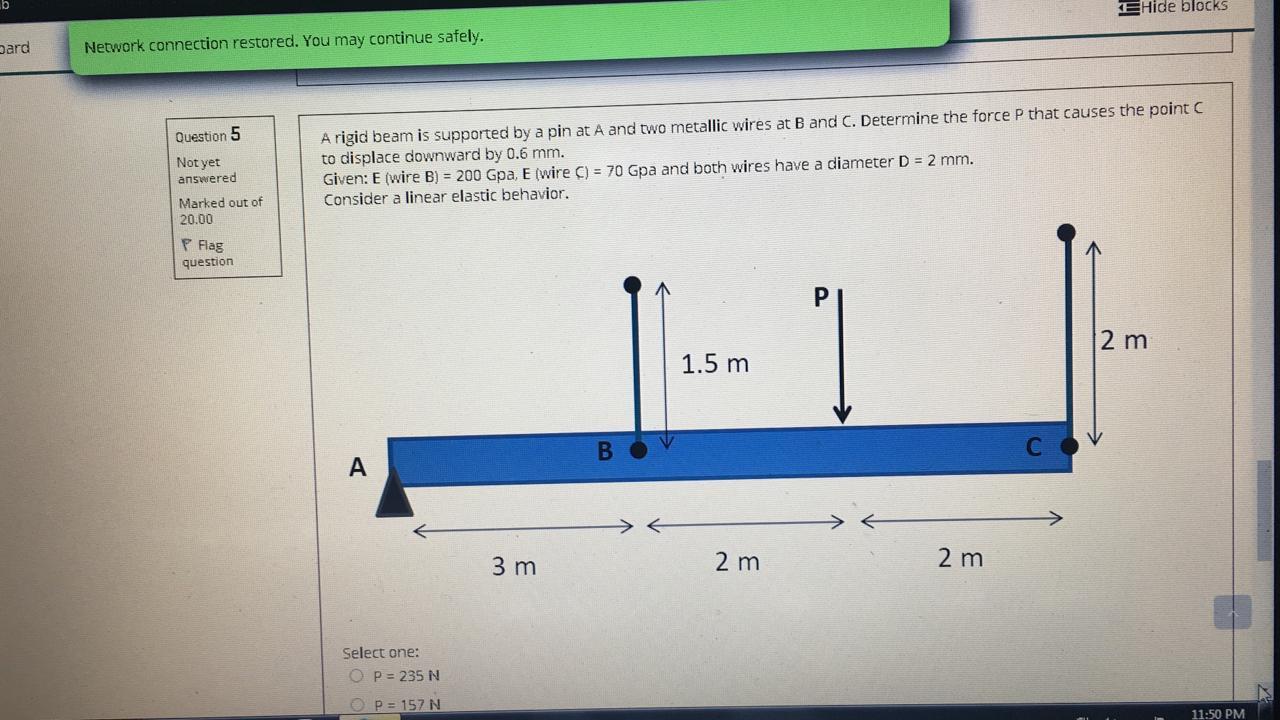 Solved A Rigid Beam Is Supported By A Pin At A And Two | Chegg.com