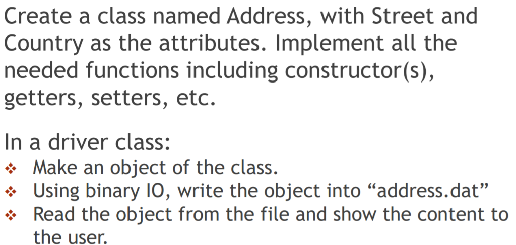 Create a class named Address, with Street and Country | Chegg.com