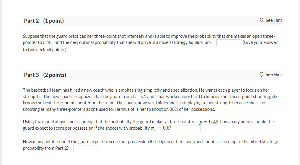 24 Question (6 points) See page 566 Game theory has | Chegg.com