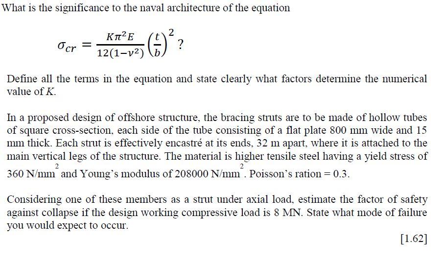 Solved What is the significance to the naval architecture of | Chegg.com