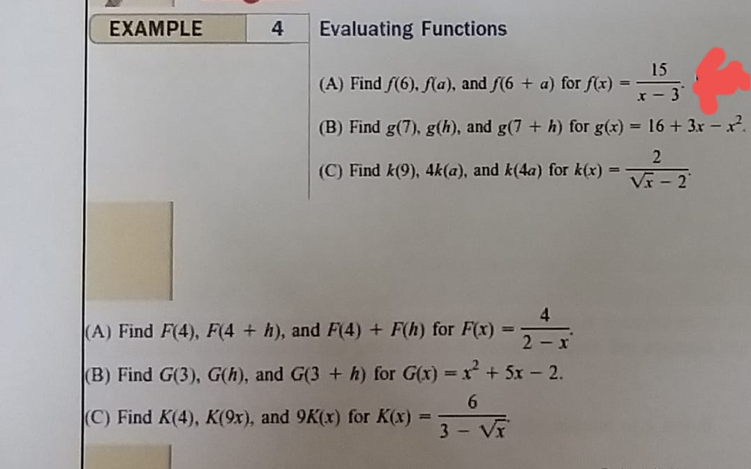 Solved Example Evaluating Functions A Find S 6 Ma A Chegg Com