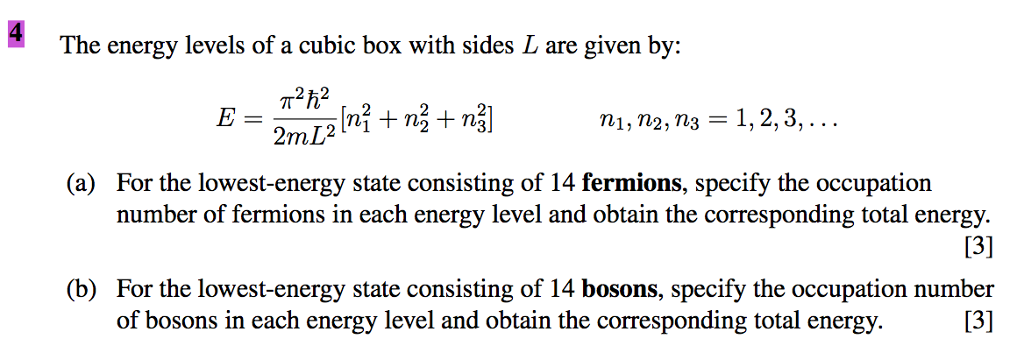 Solved The energy levels of a cubic box with sides L are | Chegg.com