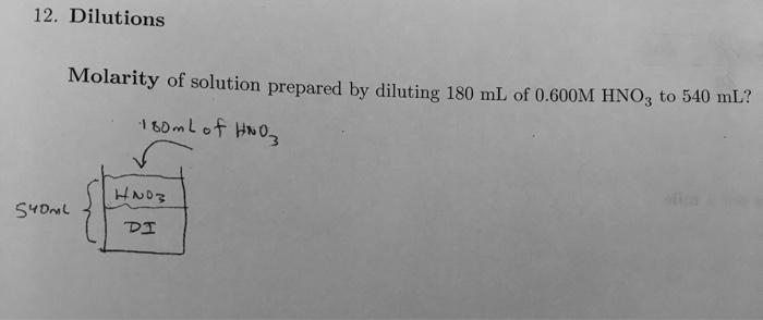 Solved Molarity of solution prepared by diluting 180 mL of | Chegg.com