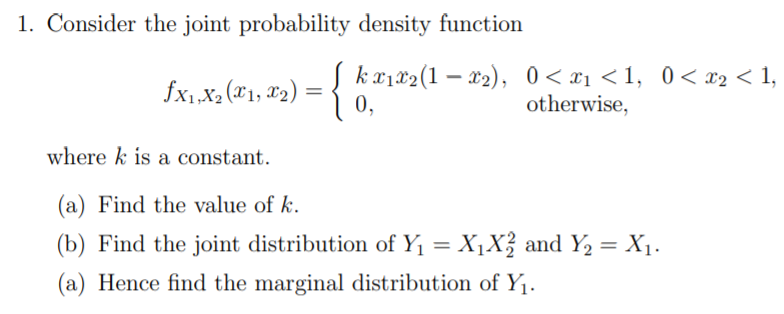 Solved 1. Consider the joint probability density function S | Chegg.com