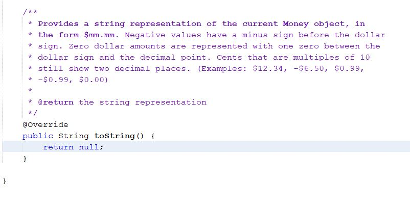 Solved / * * * Provides a string representation of the | Chegg.com