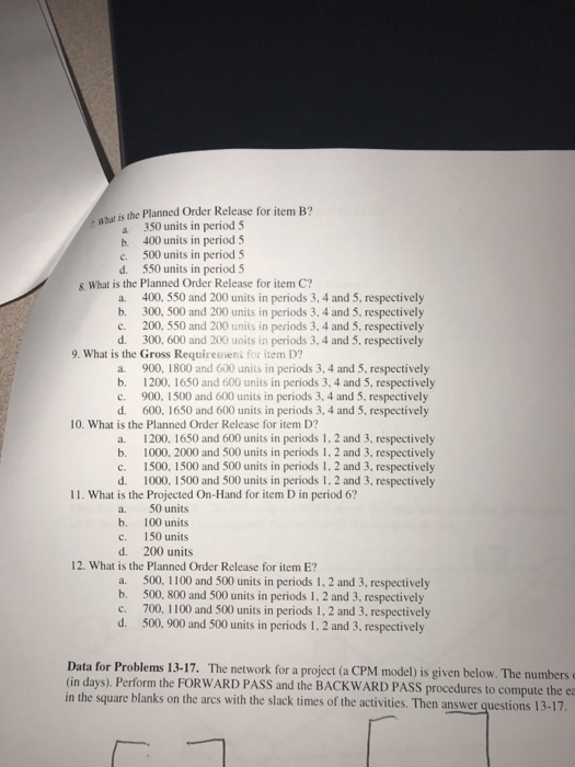 Solved B. Bill-of-materials Report C. Inventory Status | Chegg.com