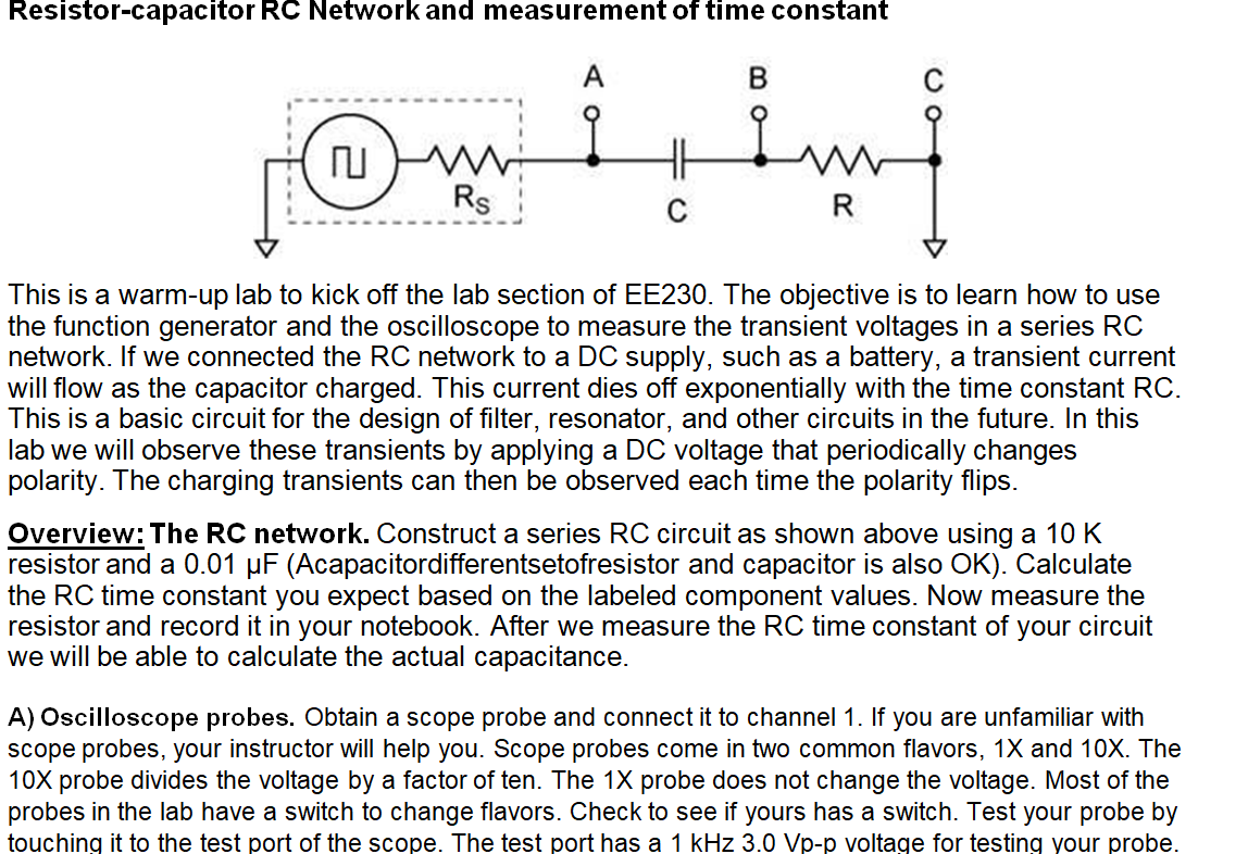 Solved Resistor-capacitor RC Network and measurement of time | Chegg.com