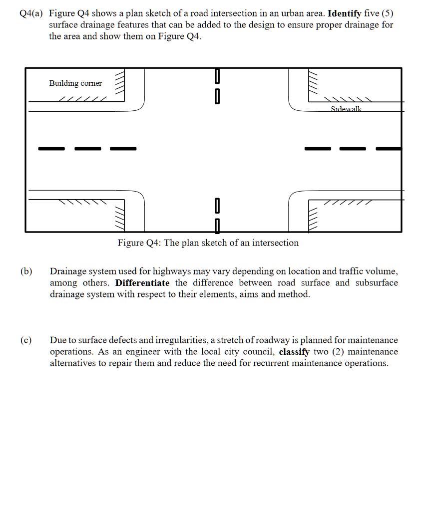 Solved Q4(a) Figure Q4 shows a plan sketch of a road | Chegg.com