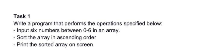 Solved Task 1 Write a program that performs the operations | Chegg.com