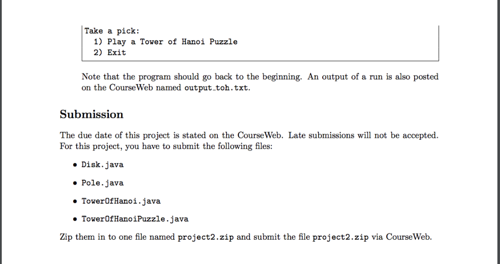 Solved Project 2 - Tower of Hanoi CS 0401-Intermediate | Chegg.com