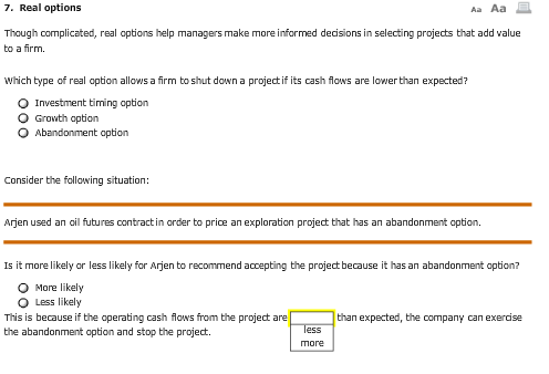 Solved 7. Real options Aa Aa 므 Though complicated, real | Chegg.com