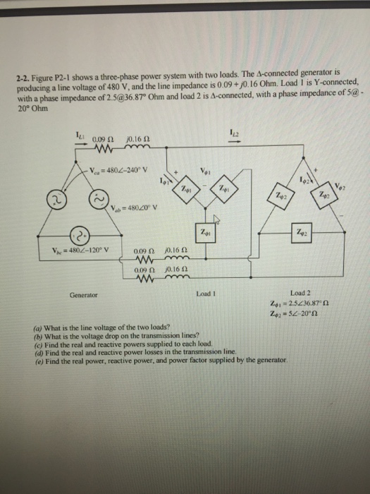 Solved Figure P2-1 shows a three-phase power system with two | Chegg.com