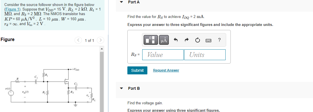 Solved Consider the source follower shown in the figure | Chegg.com