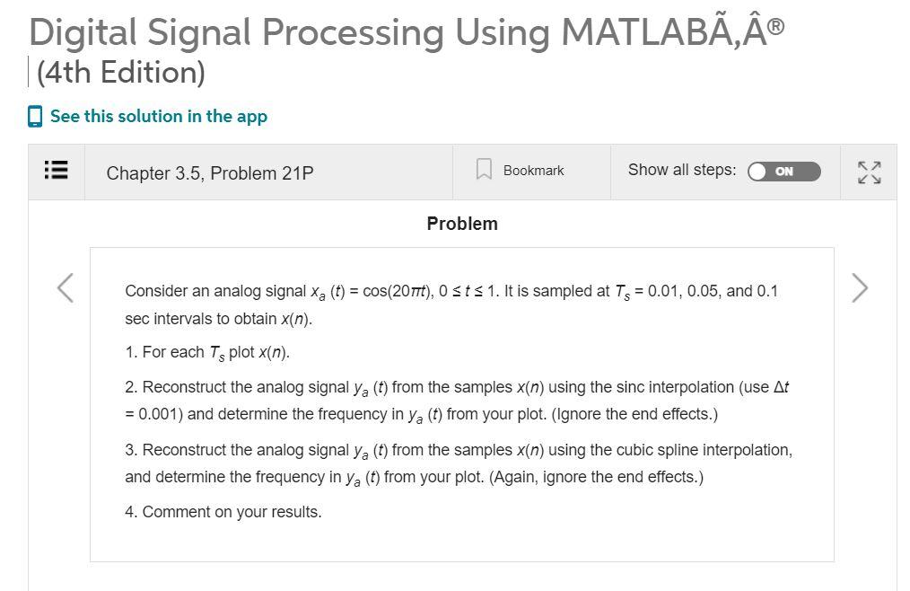 Solved Digital Signal Processing Using MATLABÃ, Â® |(4th | Chegg.com