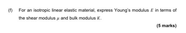 Solved (1) For an isotropic linear elastic material, express | Chegg.com