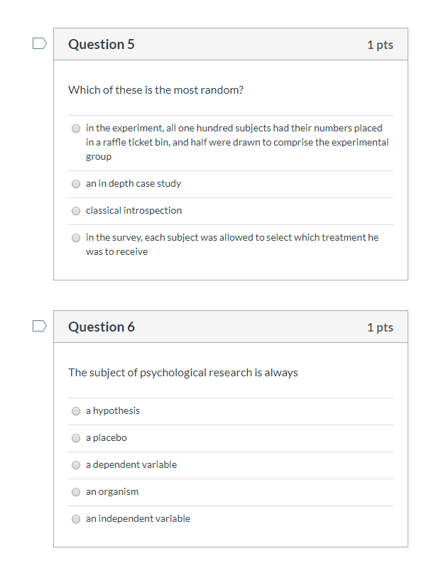 Solved Question 5 1 pts Which of these is the most random? | Chegg.com
