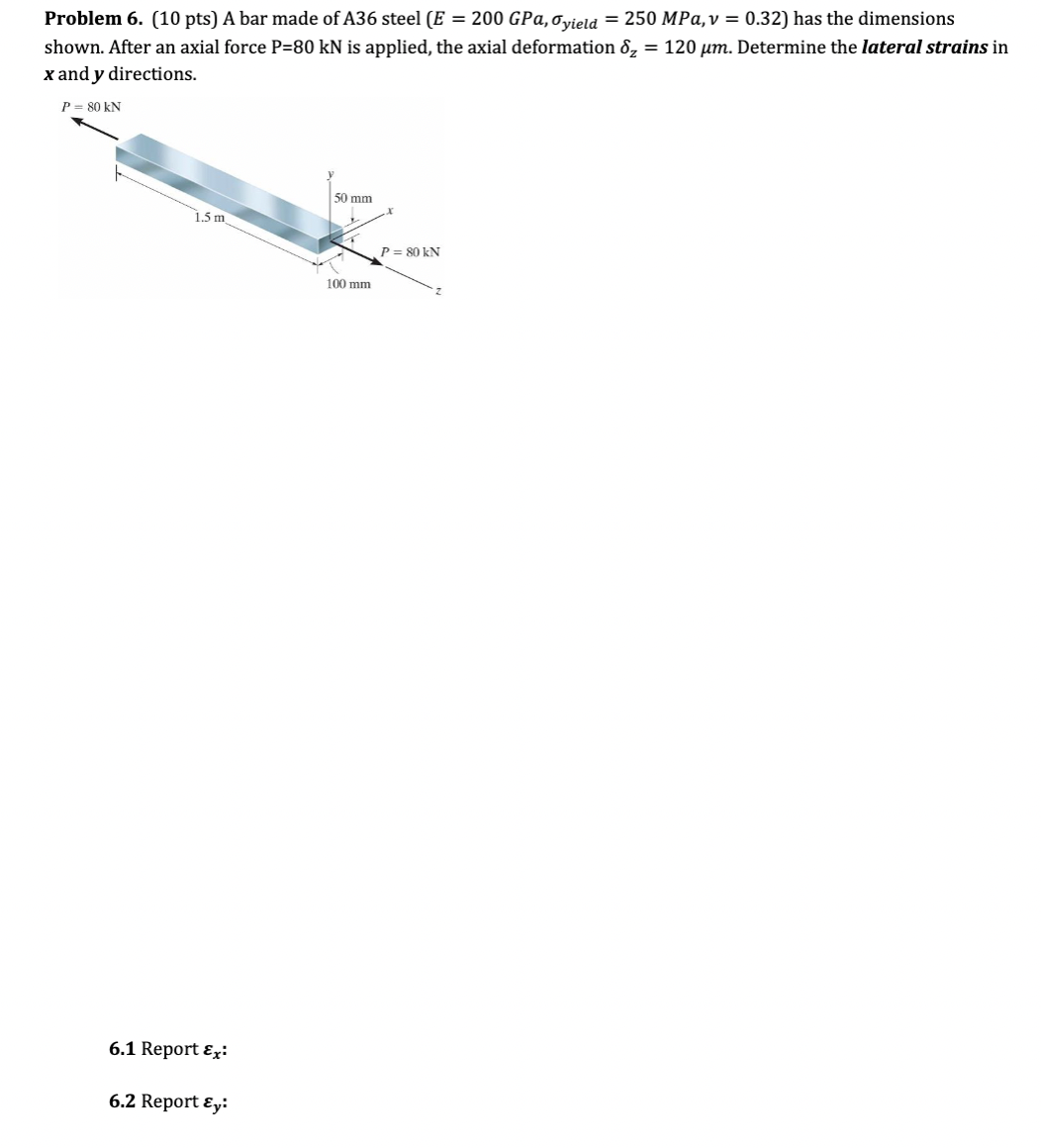 Solved Problem 6. (10 pts) A bar made of A36 steel | Chegg.com