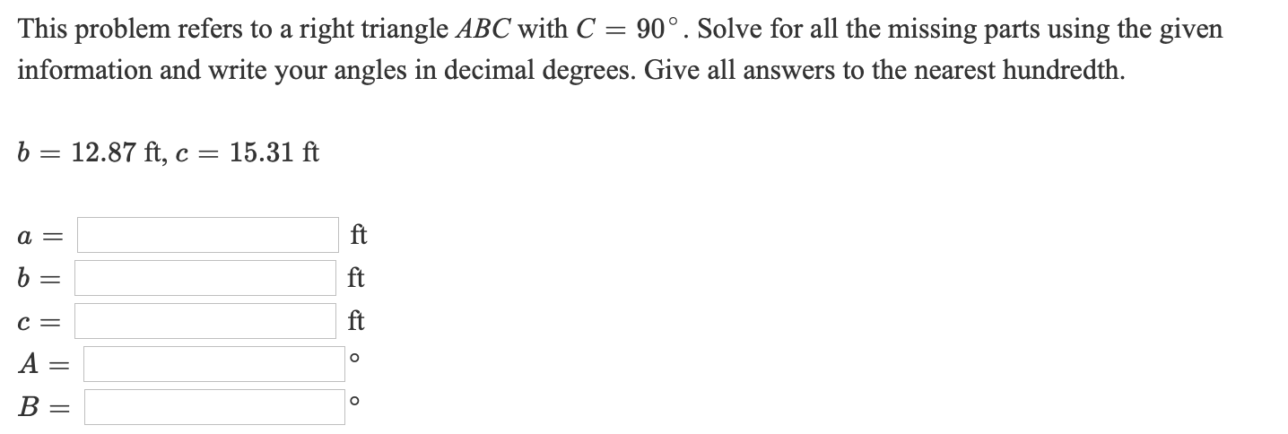 Solved This problem refers to a right triangle ABC with C = | Chegg.com