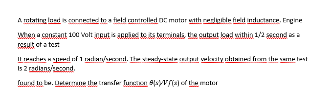 Solved A rotating load is connected to a field controlled DC | Chegg.com