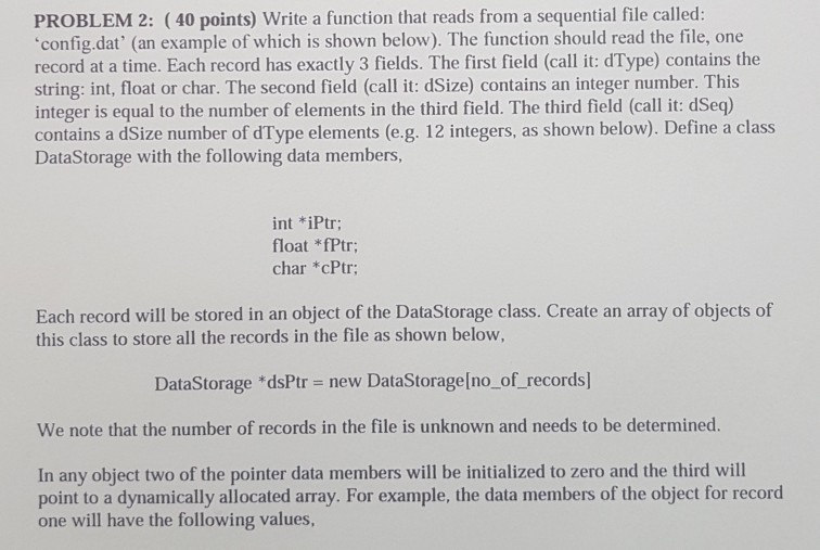 Solved PROBLEM 2: (40 points) Write a function that reads | Chegg.com