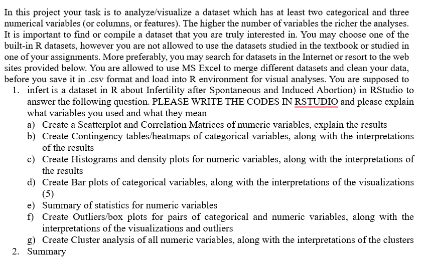 Solved In this project your task is to analyze/visualize a | Chegg.com